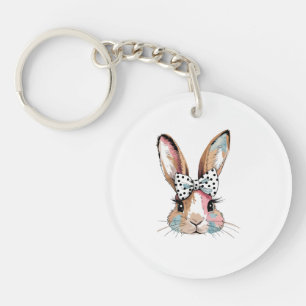 Coquette Bunny Bow Easter Keychain