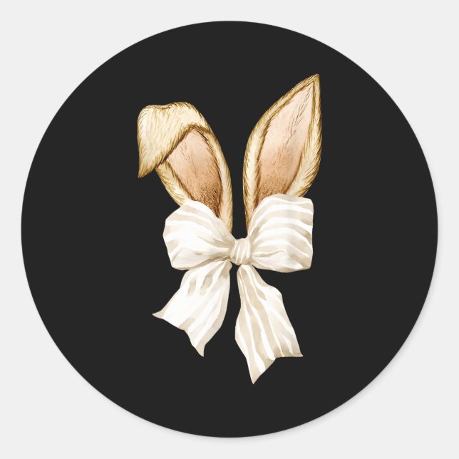 Coquette Bunny Ears Easter Spring Pastel Rabbit Gi Classic Round Sticker (Front)