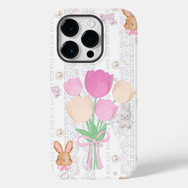 Coquette Bunny Phone Case – White & Floral (Back)