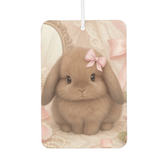 coquette bunny pink bow  car air freshener (Front)