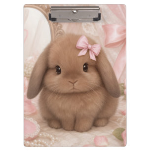 coquette bunny pink bow clipboard