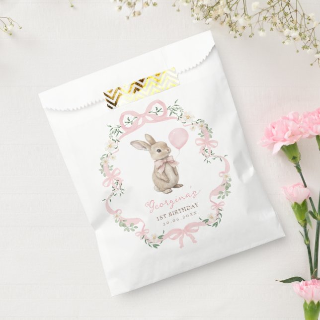 Coquette Bunny Pink Bow Girl Birthday Favour Bag (Sealed)