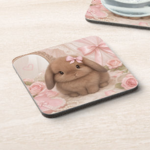 coquette bunny pink coaster
