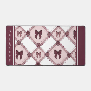 Coquette Burgundy Bow Desk Mat