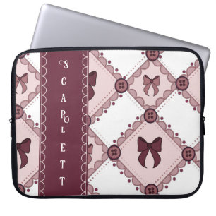 Coquette Burgundy Bow Laptop Sleeve