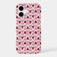 Coquette Burgundy Red Heart & Lattice Doodle