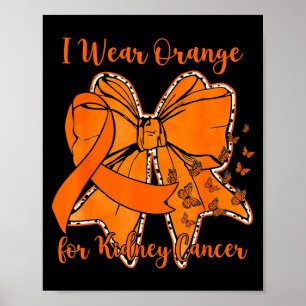 Coquette butterfly ribbon wear orange for kidney poster