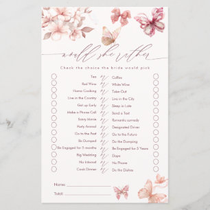 Coquette Butterfly Would She Rather Bridal Shower 