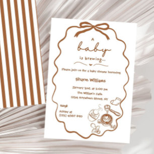 Coquette Cafe' Neutral Coffee Baby Shower Invitation