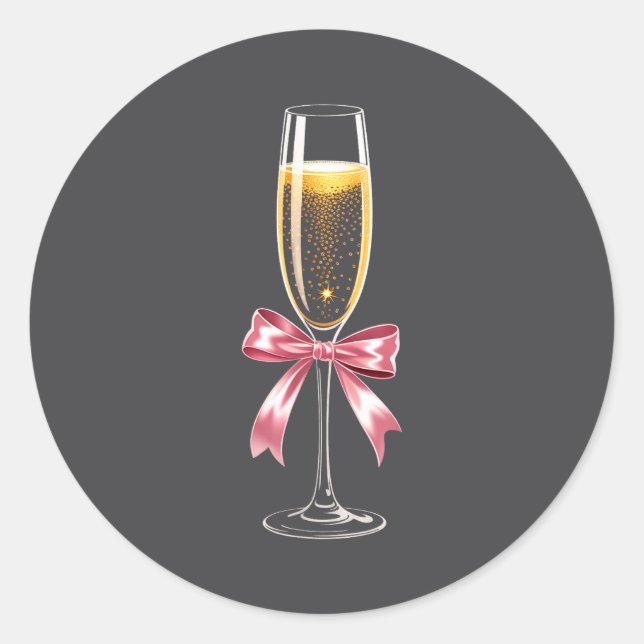 Coquette Champagne Gl Happy New Year 2026 Party Wo Classic Round Sticker (Front)
