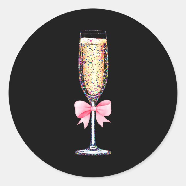 Coquette Champagne Gl Happy New Year 2026 Party Wo Classic Round Sticker (Front)