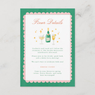 Coquette Charm Handpainted Wedding Details Enclosure Card
