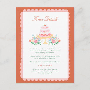 Coquette Charm Handpainted Wedding Details Enclosure Card