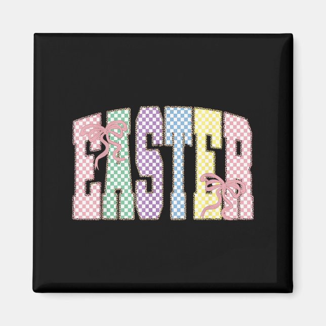 Coquette Checkered Easter Day Spring Easter Pastel Magnet (Front)