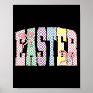 Coquette Checkered Easter Day Spring Easter Pastel Poster
