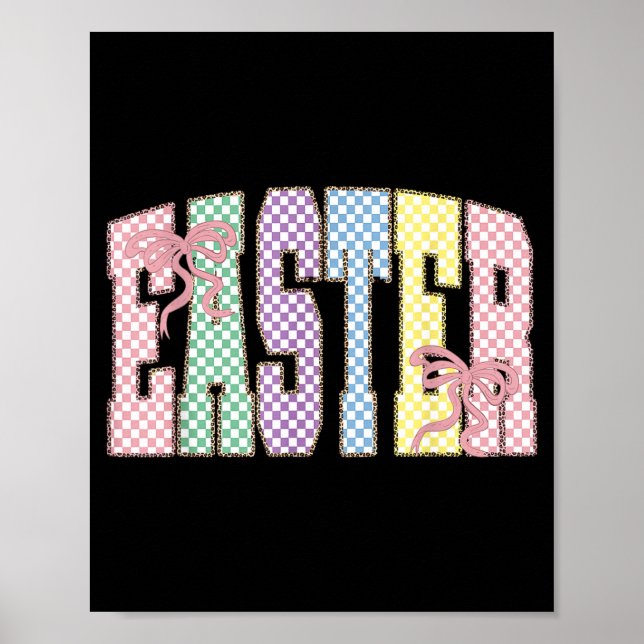 Coquette Checkered Easter Day Spring Easter Pastel Poster (Front)