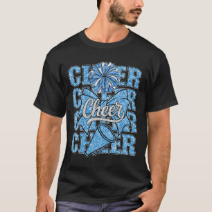 Coquette Cheer Bow Blue Cheerleader Sport Cheerlea T-Shirt