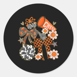 Coquette Cheer Bow Sport Cheerleader Cheerleading Classic Round Sticker