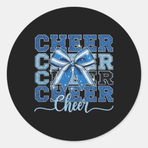Coquette Cheer Bow Team Cheerleader Cheerleading B Classic Round Sticker