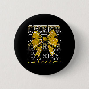 Coquette Cheer Bow Team Cheerleader Gold Cheerlead 6 Cm Round Badge