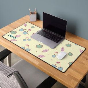Coquette Cherries & Apple Customise Slogan or Name Desk Mat
