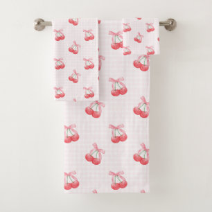 Coquette Cherries Bow Pattern  Bath Towel Set