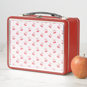 Coquette Cherries Bow Pattern  Metal Lunch Box