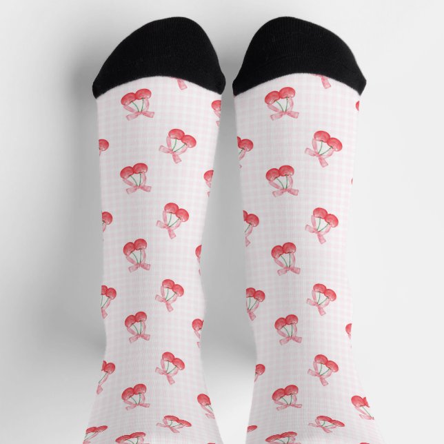 Coquette Cherries Bow Pattern  Socks (Top)