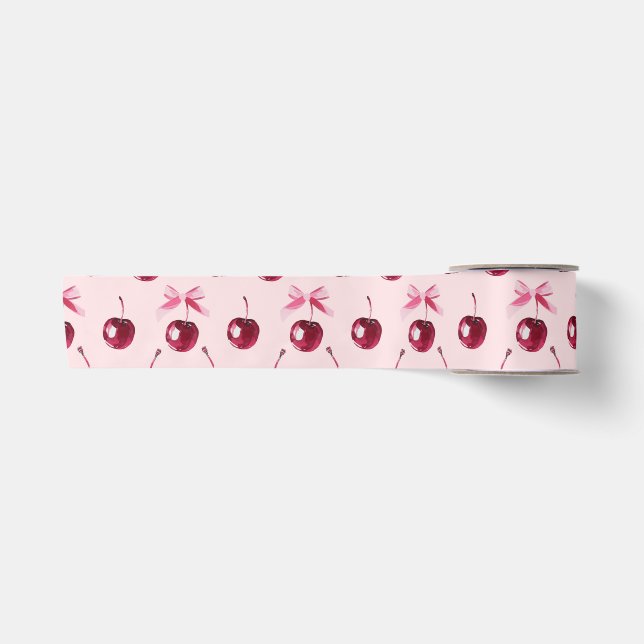 Coquette Cherries Pattern Satin Ribbon (Front)
