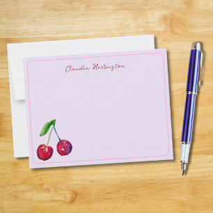 Coquette Cherries Watercolor Fruit Cute Lavender Card