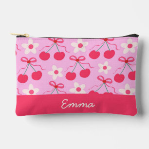 Coquette Cherries with Red Bows and Flowers custom Accessory Pouch