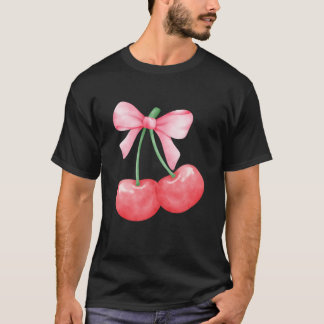 Coquette Cherry and Bow Kawaii Aesthetic Trendy T-Shirt