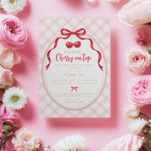 Coquette Cherry Baby Shower Invitation