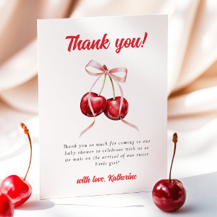 Coquette Cherry Baby Shower  Thank You Card