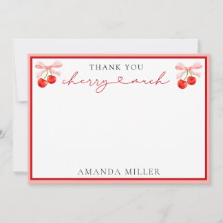 Coquette Cherry Baby Shower Thank You Card