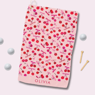 Coquette Cherry & bow pattern Golf Towel