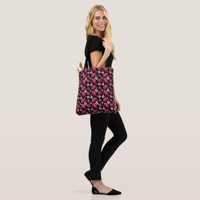 Coquette cherry bow pattern  tote bag (On Model)