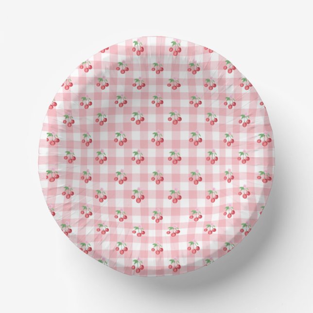 Coquette Cherry Bridal Shower Paper Plate (Front)
