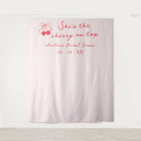 Coquette Cherry Bridal Shower Photo Backdrop