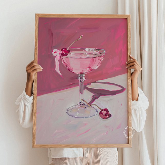 Coquette Cherry Cocktail Bar Cart Poster (Creator Uploaded)