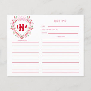 Coquette Cherry Crest Monogram  Recipe Card