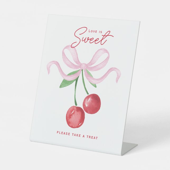 Coquette Cherry | Love is Sweet Pedestal Sign (Front)