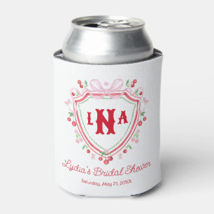 Coquette Cherry Monogam Bridal Shower Can Cooler