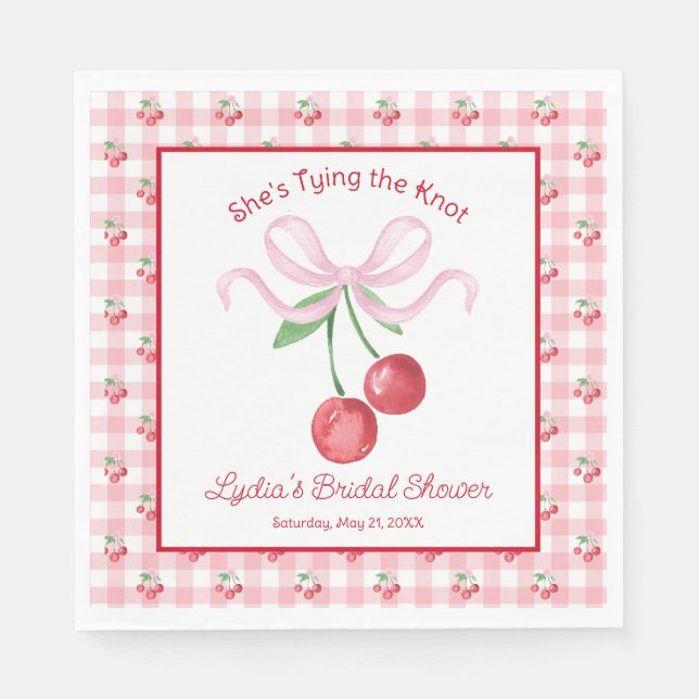 Coquette Cherry Monogam Bridal Shower Napkin (Front)