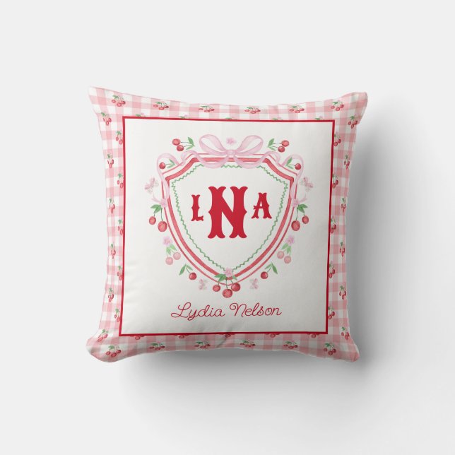 Coquette Cherry Monogam  Cushion (Front)