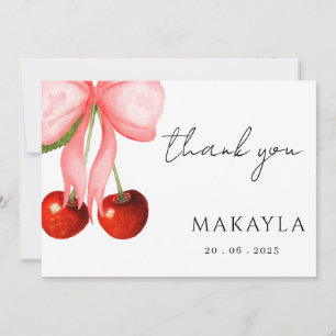 Coquette Cherry on Top Baby Girl Shower Thank You Card