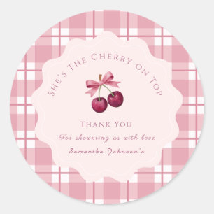 Coquette Cherry On Top Baby Shower Classic Round Sticker