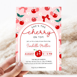 Coquette Cherry on Top Baby Shower Invitation