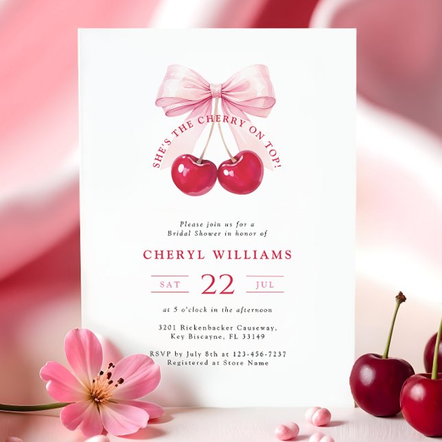 Coquette Cherry On Top Bridal Shower Invitation (Creator Uploaded)