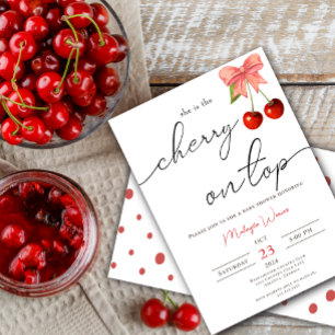 Coquette Cherry on Top  cherry Baby Girl Shower Invitation